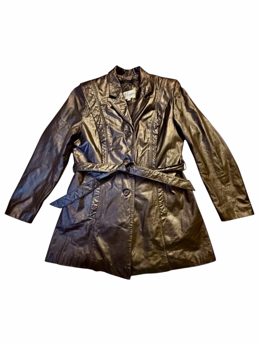 Vintage‎ Berman’s Leather Belted Jacket Removable Liner 14